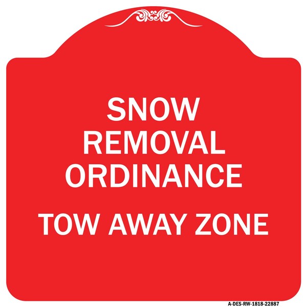 Signmission Snow Emergency Route Tow Away Zone W/ Graphic, Red & White Aluminum Sign, 18" x 18", RW-1818-22887 A-DES-RW-1818-22887 - main